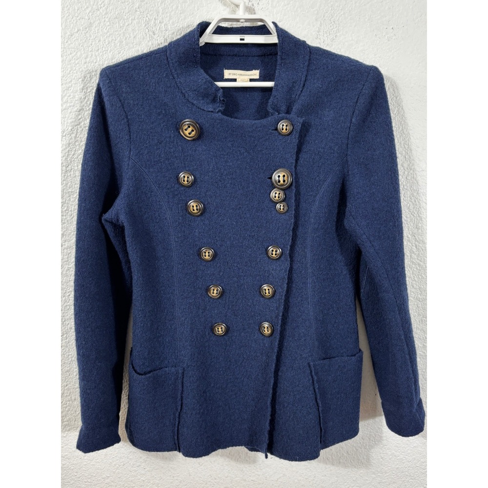 By Gro Abrahamsson Jacket Womens LP Blue Wool Double Breasted Military